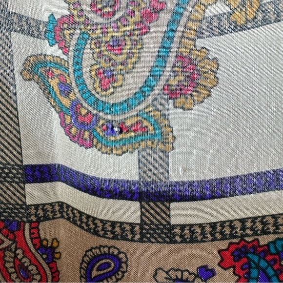 Oscar de la Renta Silk Paisley Oblong Scarf PINHOLES - Picture 9 of 13